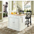 Crosley Furniture Butcher Block Top Kitchen Island in White Finish with 24" Black X-Back Stools