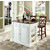 Crosley Furniture Drop Leaf Breakfast Bar Top Kitchen Island in White Finish with 24" Cherry X-Back Stools