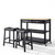 Crosley Furniture Natural Wood Top Kitchen Cart/Island in Black Finish With 24" Black Upholstered Saddle Stools