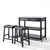Crosley Furniture Stainless Steel Top Kitchen Cart/Island in Black Finish With 24" Black Upholstered Saddle Stools