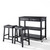 Crosley Furniture Solid Black Granite Top Kitchen Cart/Island in Black Finish With 24" Black Upholstered Saddle Stools
