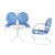 Crosley Furniture Griffith 3 Piece Metal Outdoor Conversation Seating Set - Loveseat & Chair in Sky Blue Finish with Side Table in White Finish
