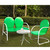 Crosley Furniture Griffith 3 Piece Metal Outdoor Conversation Seating Set - Loveseat & Chair in Grasshopper Green Finish with Side Table in White Finish