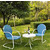 Crosley Furniture Griffith 3 Piece Metal Outdoor Conversation Seating Set - Two Chairs in Sky Blue Finish with Side Table in White Finish
