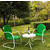 Crosley Furniture Griffith 3 Piece Metal Outdoor Conversation Seating Set - Two Chairs in Grasshopper Green Finish with Side Table in White Finish