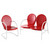 Crosley Furniture Griffith 2 Piece Metal Outdoor Conversation Seating Set - Loveseat & Chair in Red Finish