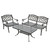 Crosley Furniture Sedona 3 Piece Cast Aluminum Outdoor Conversation Seating Set - Loveseat, Club Chair & Cocktail Table Black Finish
