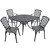 Crosley Furniture Sedona 48" Five Piece Cast Aluminum Outdoor Dining Set with High Back Arm Chairs in Black Finish
