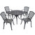 Crosley Furniture Sedona 42" Five Piece Cast Aluminum Outdoor Dining Set with High Back Arm Chairs in Black Finish