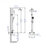 ALFI brand Round Style Thermostatic Exposed Shower Set in Brushed Nickel, Shower Height: 52-1/8'' H, Spout Reach: 8'' D, Spout Height: 47-5/8'' H, Dimensions Drawing