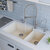 Alfi brand Biscuit 34" Double Bowl Undermount Granite Composite Kitchen Sink, 33-7/8" W x 19-1/8" D x 8-3/8" H