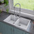 Alfi brand White 34" Drop-In Double Bowl Granite Composite Kitchen Sink, 33-7/8" W x 20-1/8" D x 8-1/4" H