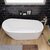 Alfi brand Oval Acrylic Free Standing Soaking Bathtub, 68'' White Tub Lifestyle Installed Overhead View