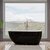 ALFI brand Oval Acrylic Free Standing Soaking Bathtub, 59'' Black Bathtub Lifestyle Installed Front View