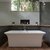 Alfi brand Rectangular Solid Surface Smooth Resin Soaking Bathtub, 67'' White Bathtub Front Installed View