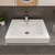 ALFI brand Semi Recessed Ceramic Sink with Faucet Hole, 24'' Rectangular White Sink Lifestyle Overhead View