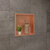 ALFI brand ABNP1212-BC 12'' x 12'' Square Single Shelf Shower Niche, 12'' W x 12'' D x 4'' H, 12'' x 12'' Brushed Copper Single Shelf, Installed Angle View