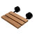ALFI brand 16'' Folding Teak Wood Shower Seat Bench with Square Wall Mounted Brackets, Teak Seat w/ Black Brackets Product Angle View