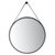 Ancerre Designs Sangle 30'' Round LED Black Framed Mirror with Defogger and Vegan Leather Strap, 110V, 6000K Color Temperature, Product View