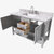 ARIEL Bayhill 55'' W Single Sink Bath Vanity with Rectangle Sink and Carrara White Marble Countertop, Opened View