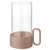 Blomus Yuragi Collection Hurricane Lamp Ceramic Base in Terracotta Color with Clear Glass Cylinder, Product View