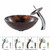Kraus Pluto Glass Vessel Sink and Chrome Waterfall Faucet Set
