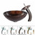 Kraus Pluto Glass Vessel Sink and Oil Rubbed Bronze Waterfall Faucet Set