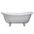 Cambridge Plumbing Amber Waves USA Quality 68" Clawfoot Double Slipper Gloss White Tub with Continuous Rim and Brushed Nickel Feet, Side View