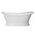 Cambridge Plumbing Amber Waves USA Quality 68" Double Slipper Pedestal Gloss White Tub with Continuous Rim, Side View
