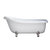 Cambridge Plumbing Amber Waves USA Quality 66" Clawfoot Slipper Gloss White Tub with Deck Mount Faucet Holes and Brushed Nickel Feet, Side View