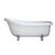 Cambridge Plumbing Amber Waves USA Quality 66" Clawfoot Slipper Gloss White Tub with Deck Mount Faucet Holes and Polished Chrome Feet, Side View
