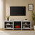 Crosley Furniture  Ronin 69'' Low Profile Tv Stand W/Fireplace In Whitewash, 69'' W x 15-3/4'' D x 23-1/4'' H