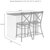 Kitchen Island with Camille Stools - Dimensions