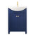 Design Element Marian 24'' Single Sink Vanity In Blue with Porcelain Countertop, Front Product View