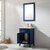 Design Element Cameron 24'' Single Sink Vanity In Blue with Porcelain Countertop, Opened View