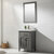 Design Element Cameron 24'' Single Sink Vanity In Gray with Porcelain Countertop, Angle View