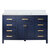 Design Element Valentino 54'' Single Sink Vanity in Blue with Carrara White Marble Countertop, Product Front View