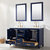 Design Element Valentino 60'' Double Sink Vanity in Blue with Carrara White Marble Countertop, Opened View
