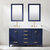 Design Element Valentino 60'' Double Sink Vanity in Blue with Carrara White Marble Countertop, Installed View