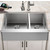 Houzer Epicure Series Apron Front 60/40 Double Bowl Kitchen Sink in Satin Stainless Steel, 33" W x 20" D, 10" Bowl Depth