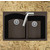 Houzer Quartztone Granite Series Topmount 60/40 Double Bowl Kitchen Sink in Mocha Color, 33" W x 22" D, 9-1/2" Bowl Depth