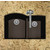 Houzer Quartztone Granite Series Undermount 60/40 Double Bowl Kitchen Sink in Mocha Color, 33" W x 20-6/8" D, 9-1/2" Bowl Depth