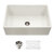 Houzer Platus 33'' Biscuit Fireclay Apron Front Farmhouse Single Bowl Kitchen Sink Combo with Basket Strainer and Basin Grid, Biscuit Combo Included Items