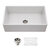 Houzer Platus 33'' Matte White Fireclay Apron Front Farmhouse Single Bowl Kitchen Sink Combo with Basket Strainer and Basin Grid, Matte White Combo Included Items