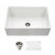 Houzer Platus 33'' White Fireclay Apron Front Farmhouse Single Bowl Kitchen Sink Combo with Basket Strainer and Basin Grid, White Combo Included Items