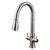 Houzer Dual Handle Pull Down Kitchen Faucet with 3-Function Head, Brushed Nickel