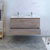 48" Rustic Natural Wood Double Cabinet with Sinks Drawers Open
