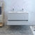 48" Glossy White Double Cabinet with Sinks Drawers Open