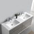 60" Glossy Ash Gray Double Cabinet with Sinks Overhead View