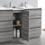 60" Glossy Ash Gray Partitioned Cabinet with Sink Cabinet Open